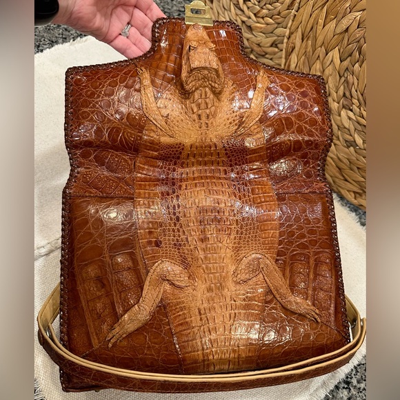 ✨VTG✨ 1950's Tourist Trade Alligator Purse Handbag w Taxidermy Baby Alligator - Picture 16 of 16